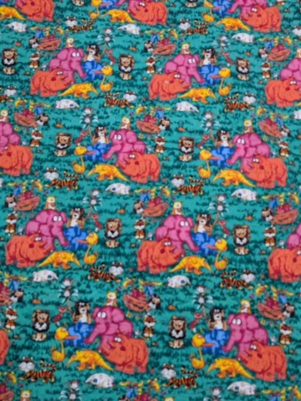 Handmade Baby Quilted Blanket Noah’s Ark Animals multicolor 50x40in